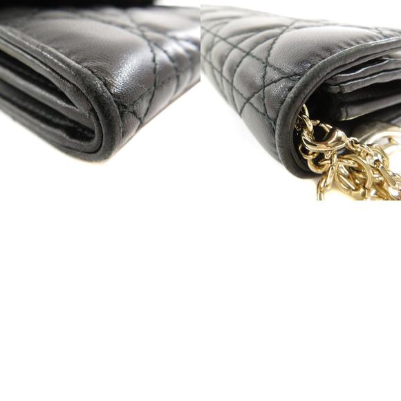 Christian Dior Logo Metal Fittings Chain Long Wallet Coin Purse Leather - Picture 10 of 10